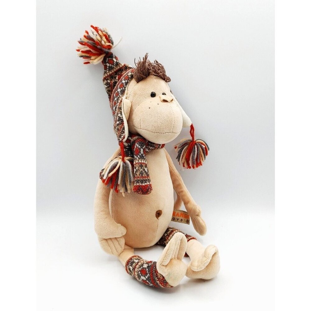 Irma The Monkey Plush w/Hat Orange toys Beige Stuffed Animal 16"